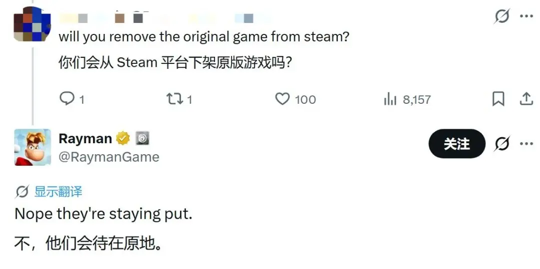 点赞！《雷曼传奇：重制版》发售后 原版游戏不会下架