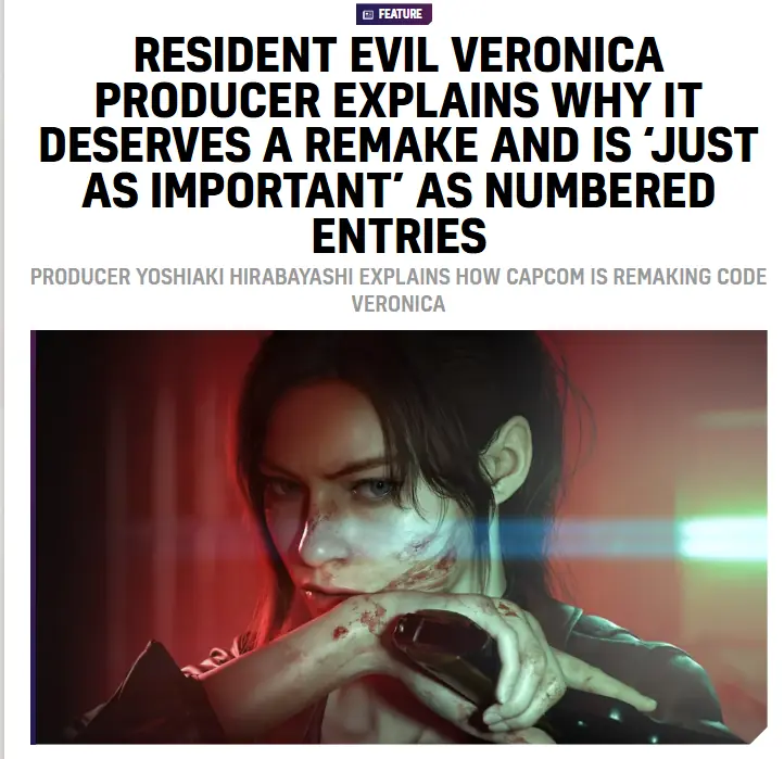 不再叫“Code:Veronica”？制作人：它和正传一样重要