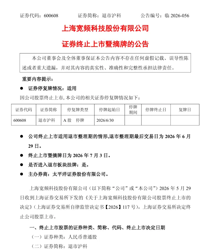 退市沪科和退市太和，退市