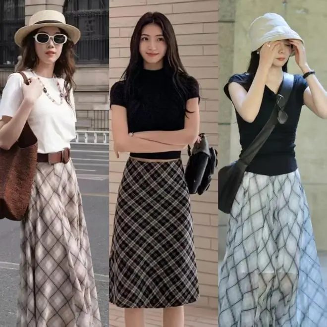 女人不管多大年纪，都可以准备一条格纹裙，大方优雅又复古