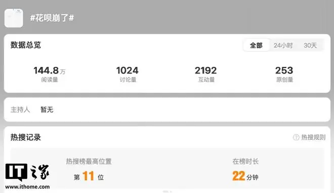 支付宝“花呗崩了”上热搜，账单页面无法正常显示
