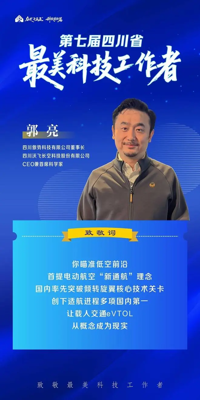 郭亮：让载人eVTOL从概念成为现实 他要让普通人也能“打飞的”｜最美科技工作者