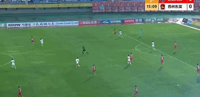 半场：延边龙鼎0-1苏州东吴，罗萨吊射破门