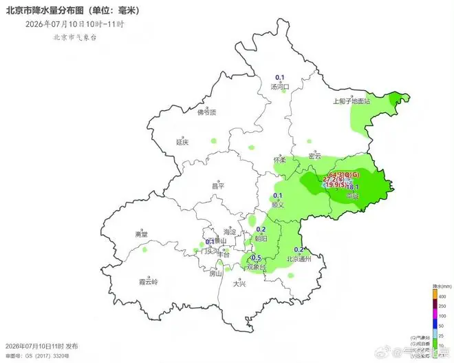 北京将迎暴雨、局地大暴雨，今天晚高峰降雨明显，切勿涉水行车