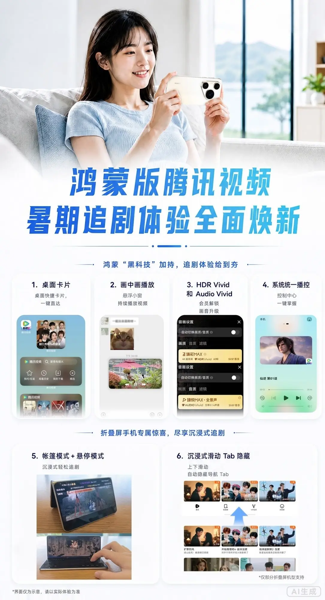 鸿蒙版腾讯视频接入桌面卡片，音画同步升级，暑期追剧体验MAX！
