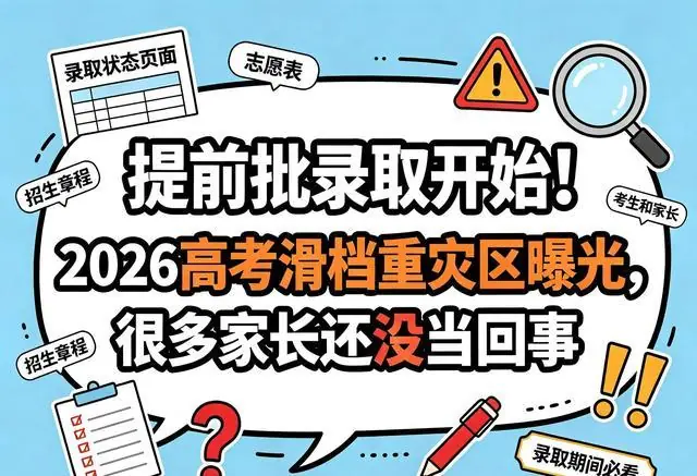提前批录取开始！2026高考滑档重灾区曝光，很多家长还没当回事