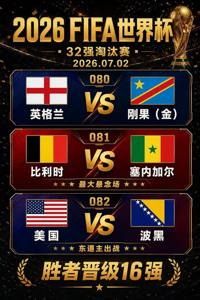 世界杯三十二强赛三场前瞻：东道主出击；比利时后防吃紧