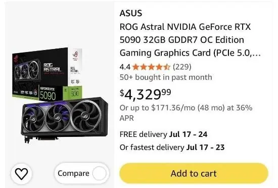 RTX 5090售价突破4300美元，显卡定价严重脱离消费级逻辑