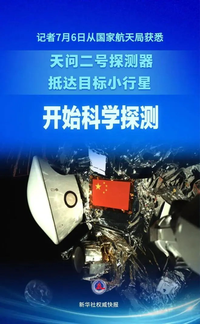 天问二号探测器抵达目标小行星，开始科学探测