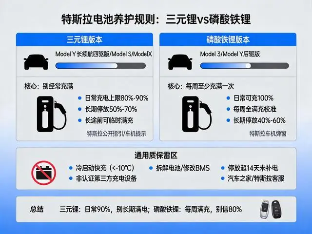 特斯拉电池养护：为何三元锂只充到80%，磷酸铁锂却要每周100%？