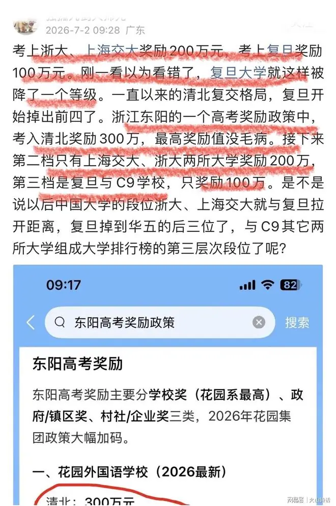 考上海交大奖200万，复旦奖100万！浙江一校高考奖励政策，引争议