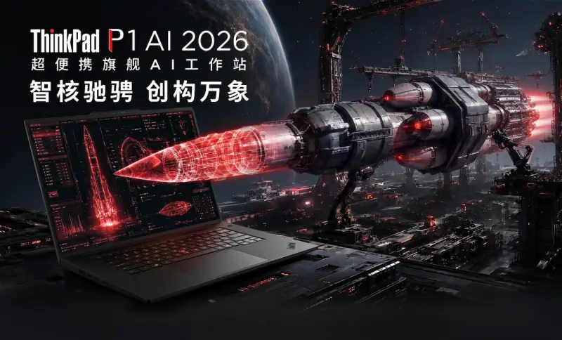 超便携旗舰AI工作站ThinkPadP1 AI 2026开售，打造创作者随身算力中心