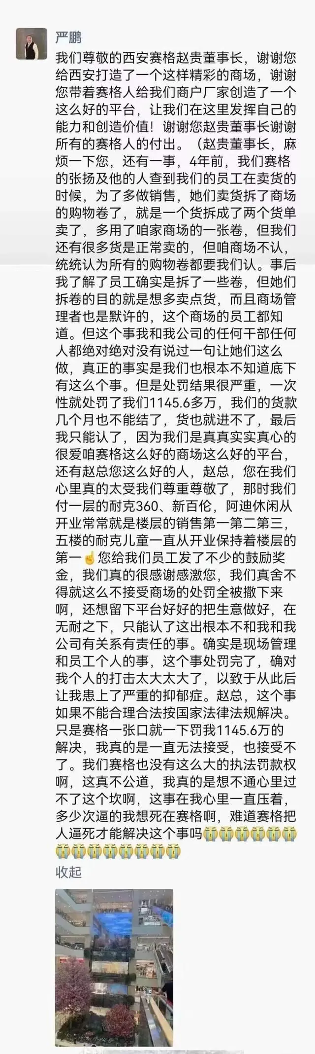 西安赛格商场严鹏跳楼后续：妻女现身殡仪馆，红着眼眶处理后事