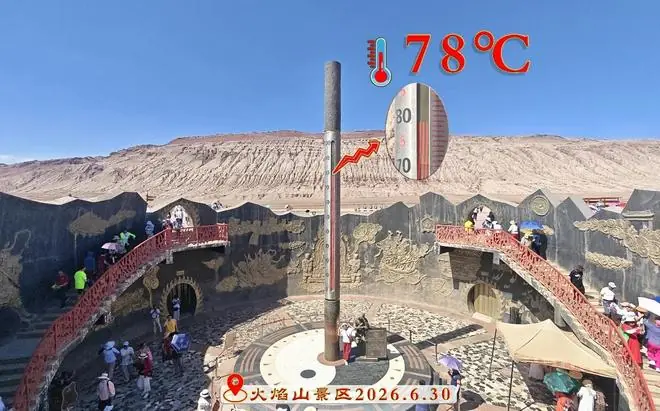 新疆吐鲁番火焰山地表温度突破80℃，游客称“热浪”扑面而来，该地地表温度最高曾测出89℃，景区工作人员：过几天或还将升高