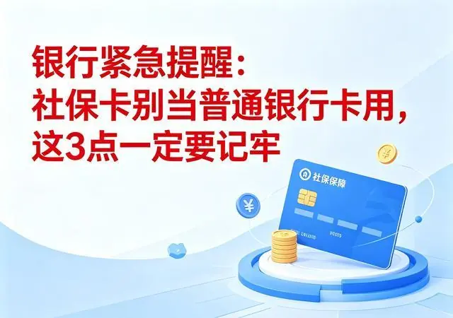 银行紧急提醒：社保卡别当普通银行卡用，这3点一定要记牢